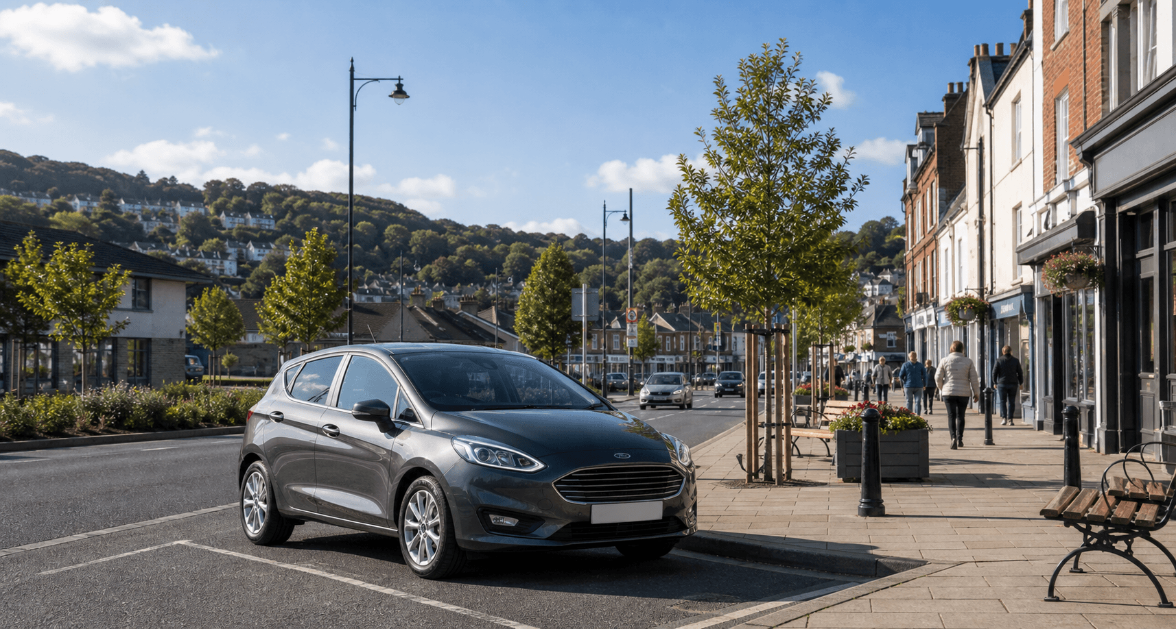 Compact hire car ready for practical travel around Pontypridd