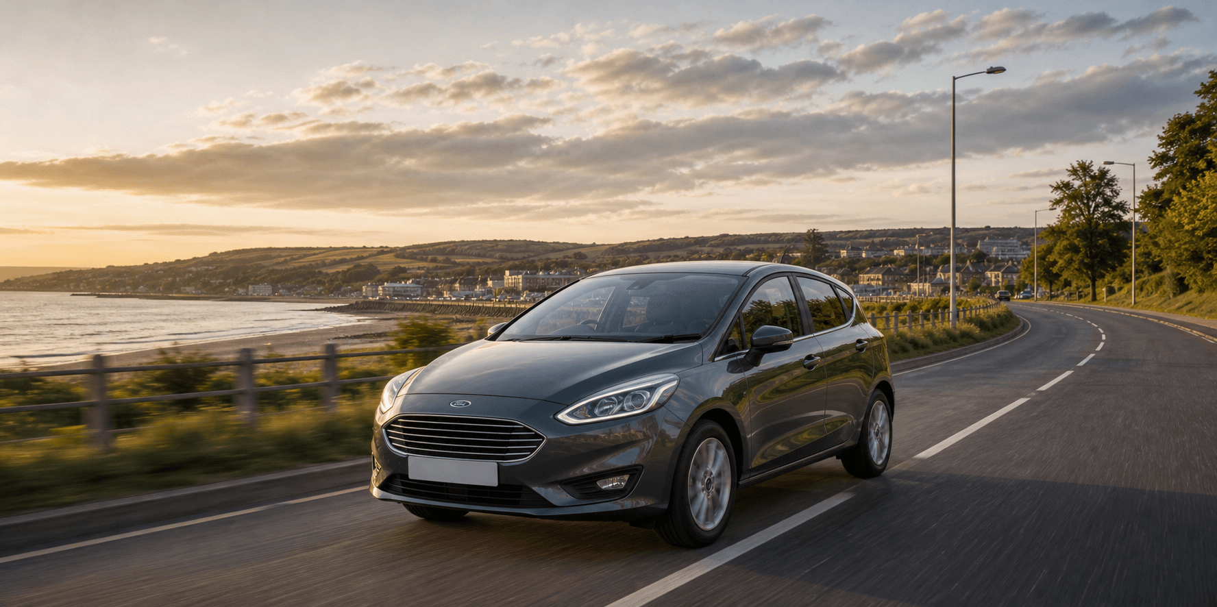 Compact hire car ready for practical travel around Barry